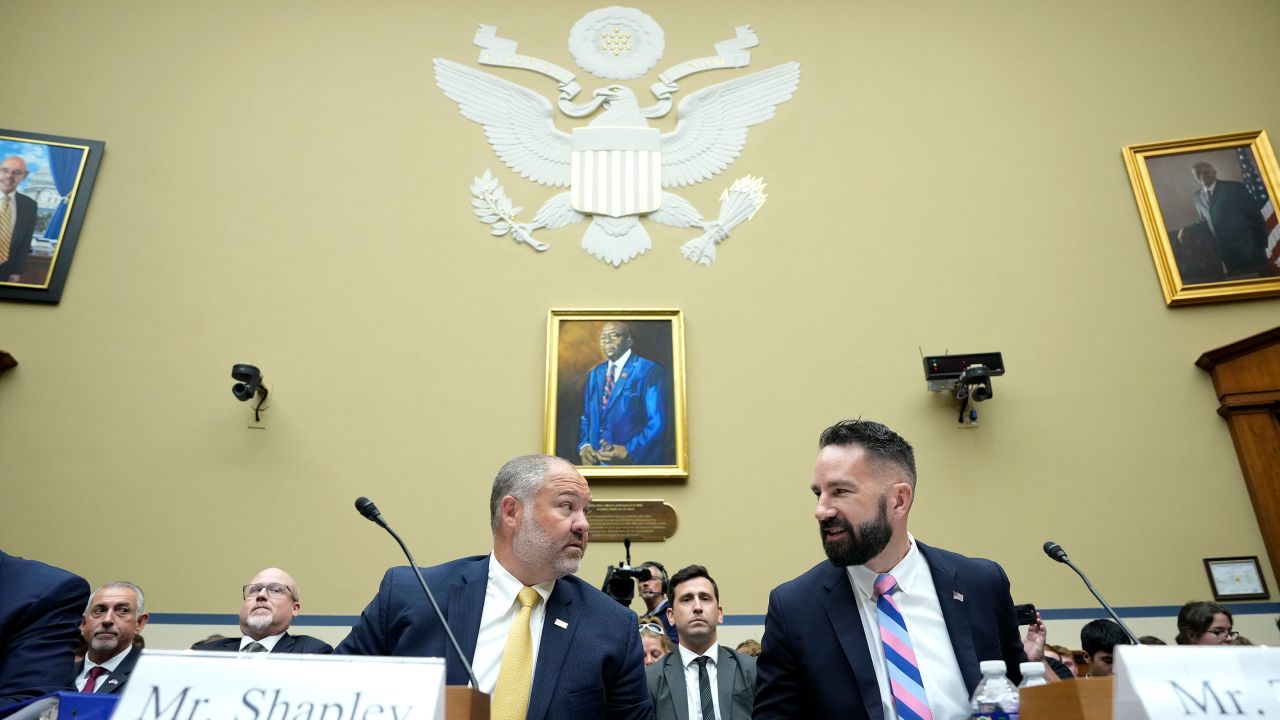Supervisory IRS Special Agent Gary Shapley and IRS Criminal Investigator Joseph Ziegler arrive for a House Oversight Committee hearing related to the Justice Department's investigation of Hunter Biden, on Capitol Hill July 19, 2023 in Washington, DC. 