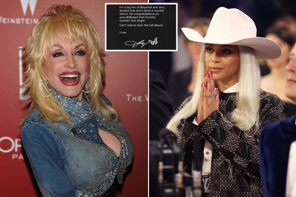 Dolly Parton congratulates BeyoncÃ© on 'Texas Hold 'Em' success