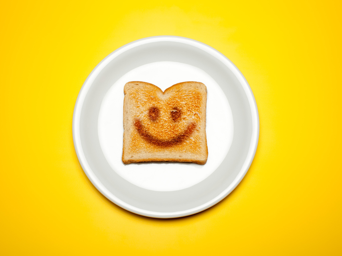 Toast with a smiley face.