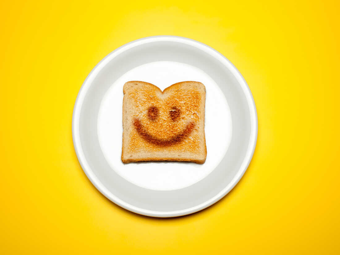 Toast with a smiley face.