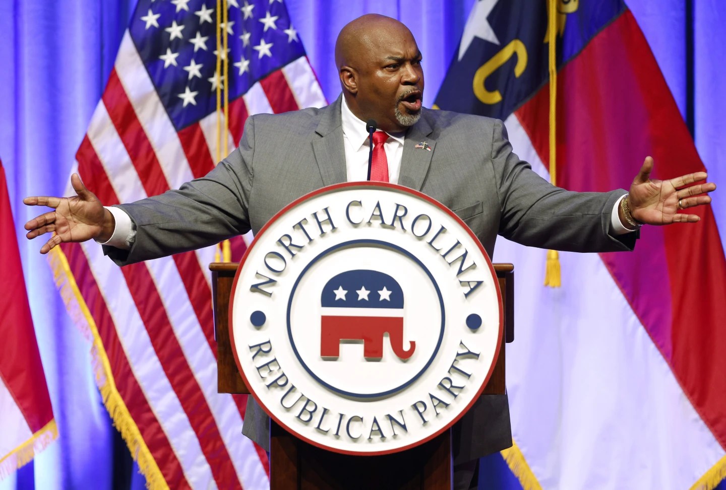 NC gov. candidate Mark Robinson rallies GOP at state convention
