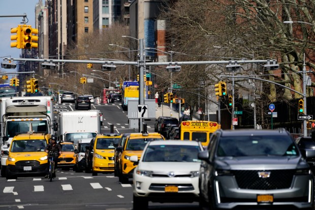 Congestion pricing cameras at are pictured on West End Ave. looking North from W. 60th St. Friday, March 15, 2024 in Manhattan, New York.