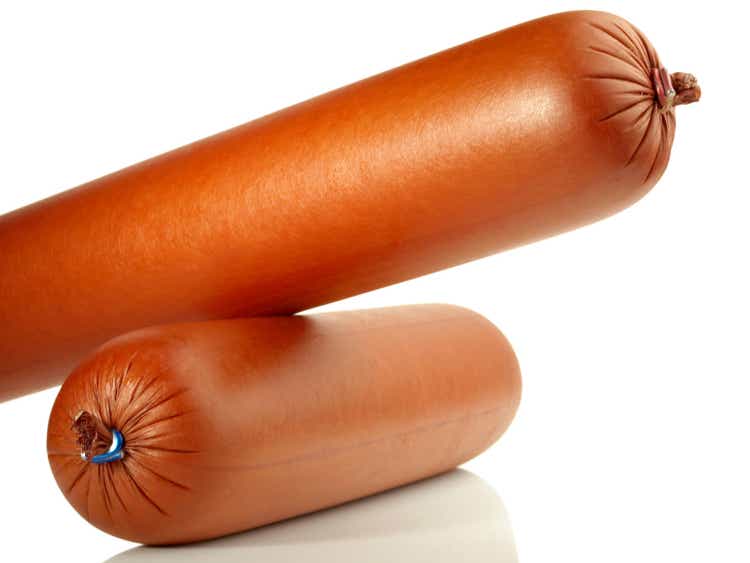 Whole Lyoner Sausage in Casing - Isolated